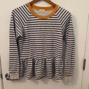 Anthropologie - T.La - Women’s Striped Long Sleeve Peplum Sweatshirt